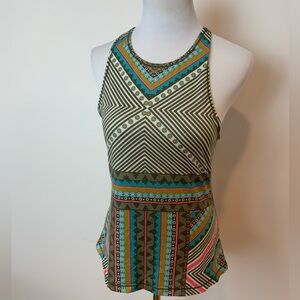 Prana Geometric Green and Blue Yoga Athletic Tank